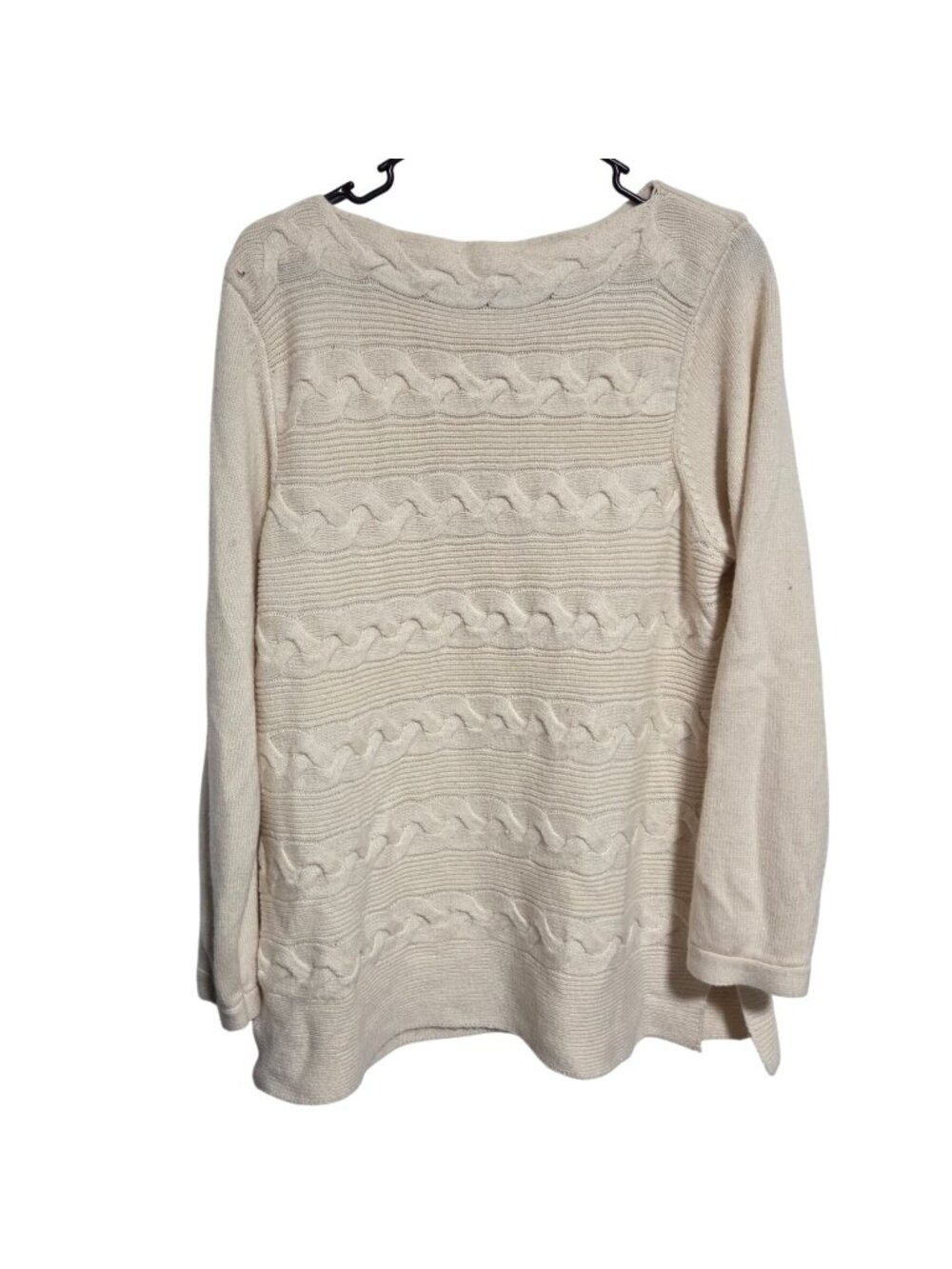 Dana Buchman Sweater Size XXL Cream Cable Knit Long Sleeve Pullover Holiday